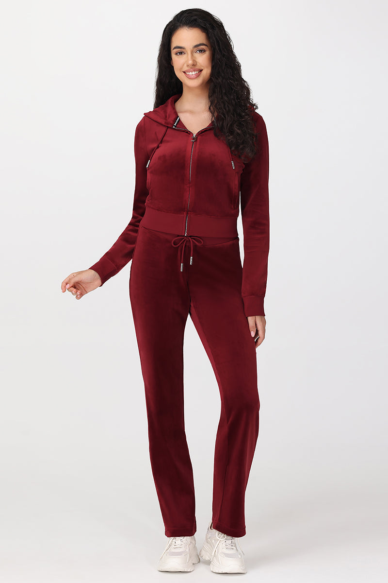 OG Big Bling Velour Track Pants - Red Dahlia - Juicy Couture