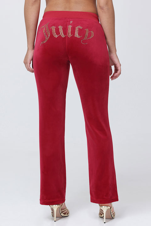 OG Big Bling Velour Track Pants - Red Carpet - Juicy Couture