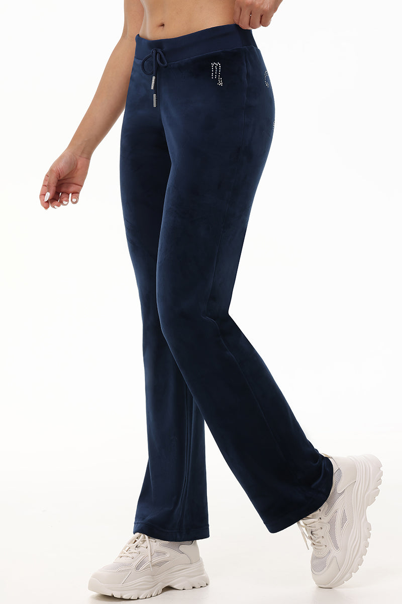 Custom Zodiac OG Big Bling Velour Track Pants - Regal Blue - Juicy