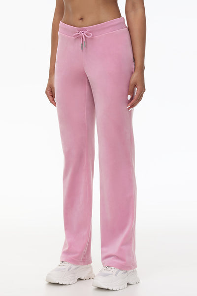 Juicy Couture Women s OG Big Bling Velour Track Pants in pink rose Size Medium Polyester Spandex Velour