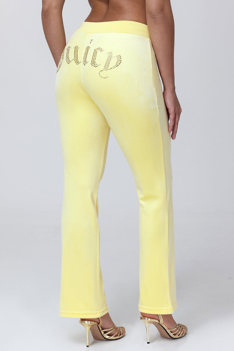 OG Big Bling Velour Track Pants - Yellow Iris - Vince Camuto