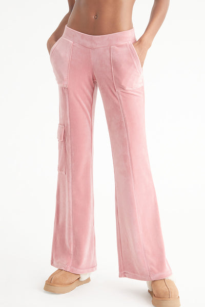 Low Rise Snap Pocket Velour Cargo Pants - Juicy Couture