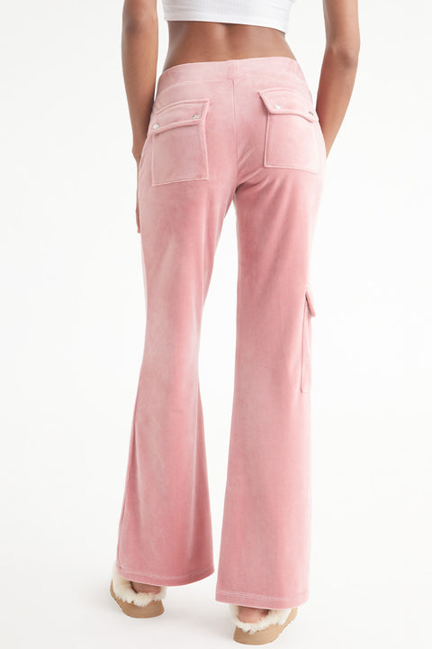 Low Rise Snap Pocket Velour Cargo Pants - Juicy Couture