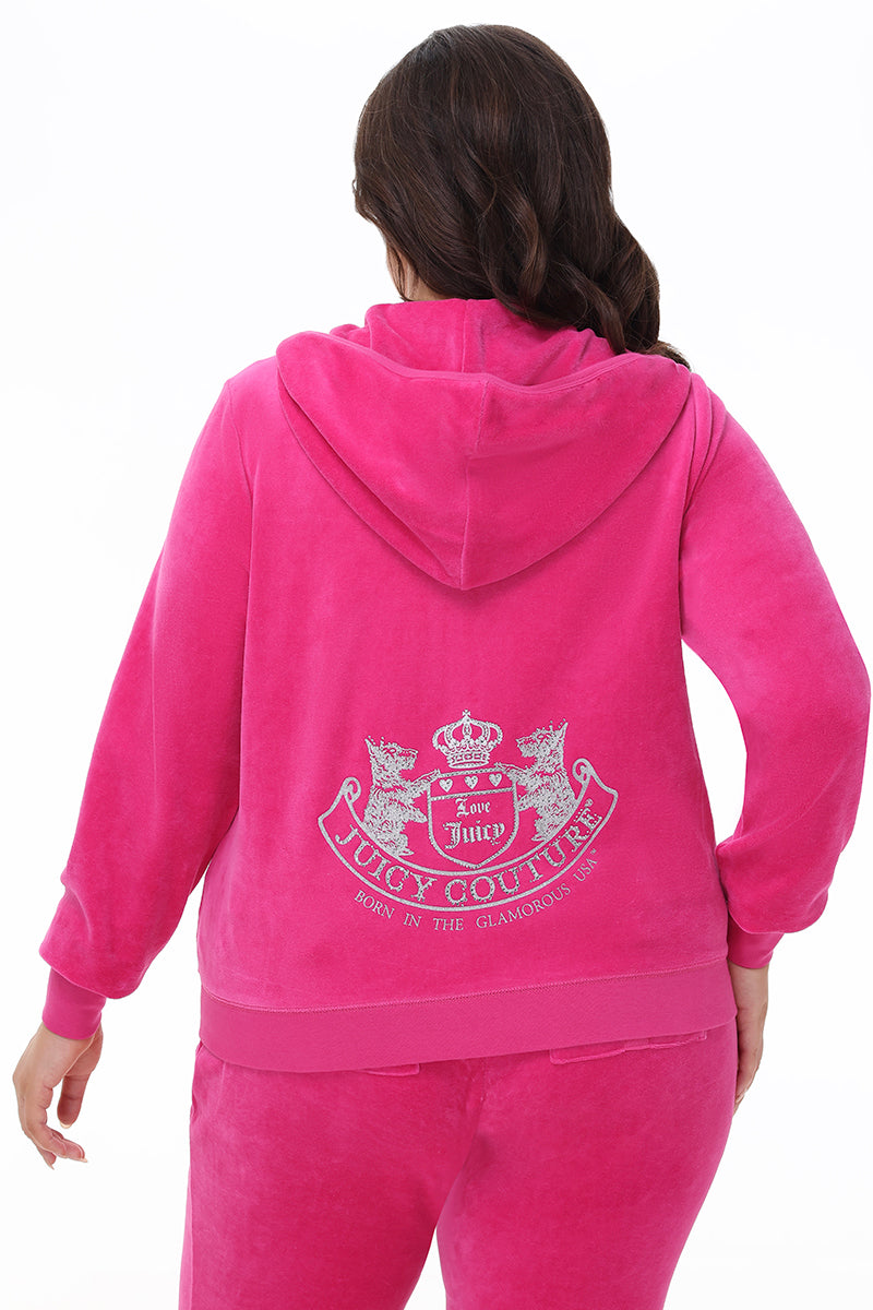 Plus-Size Scottie Cotton Velour Hoodie