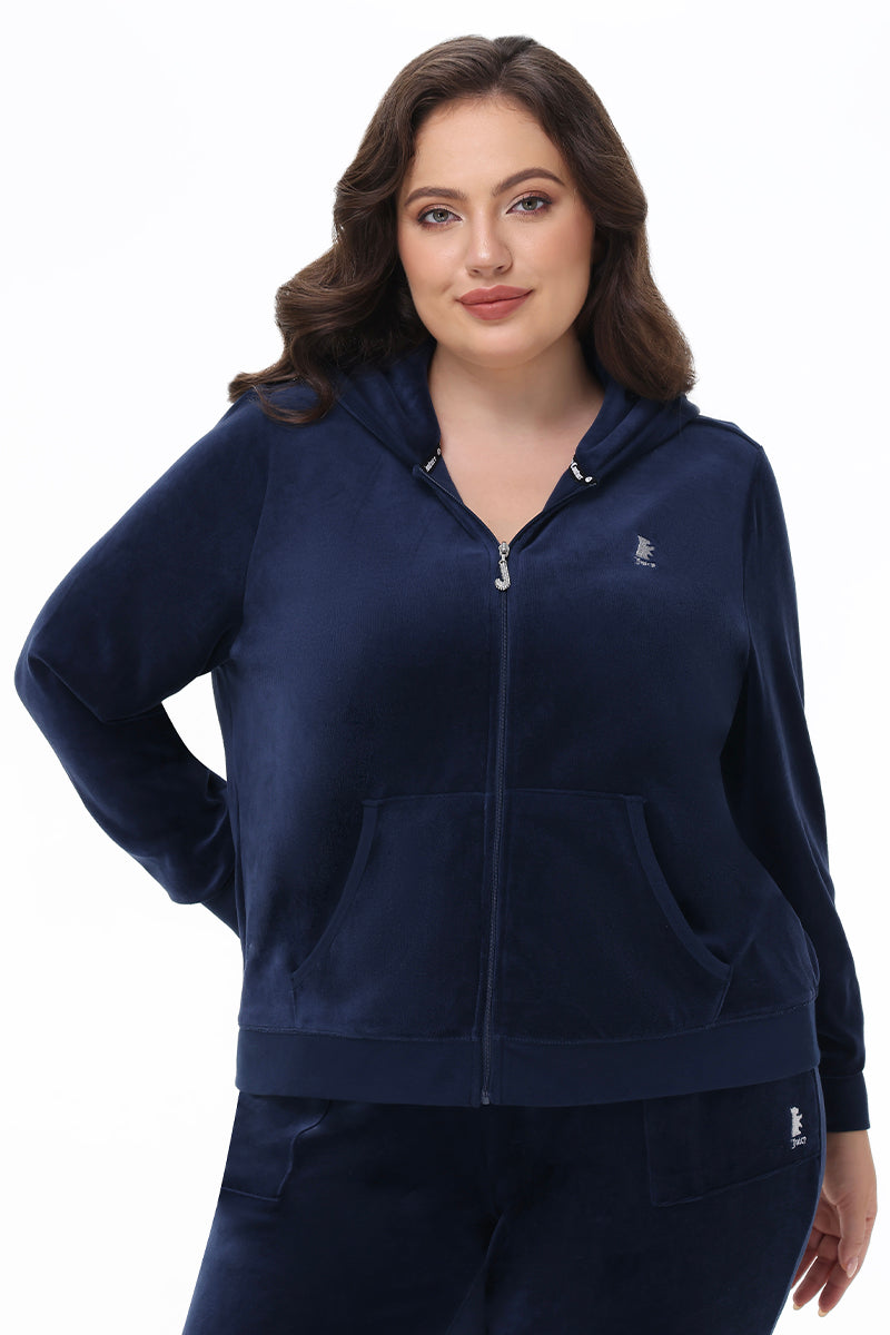 Plus-Size Scottie Cotton Velour Hoodie - Juicy Couture