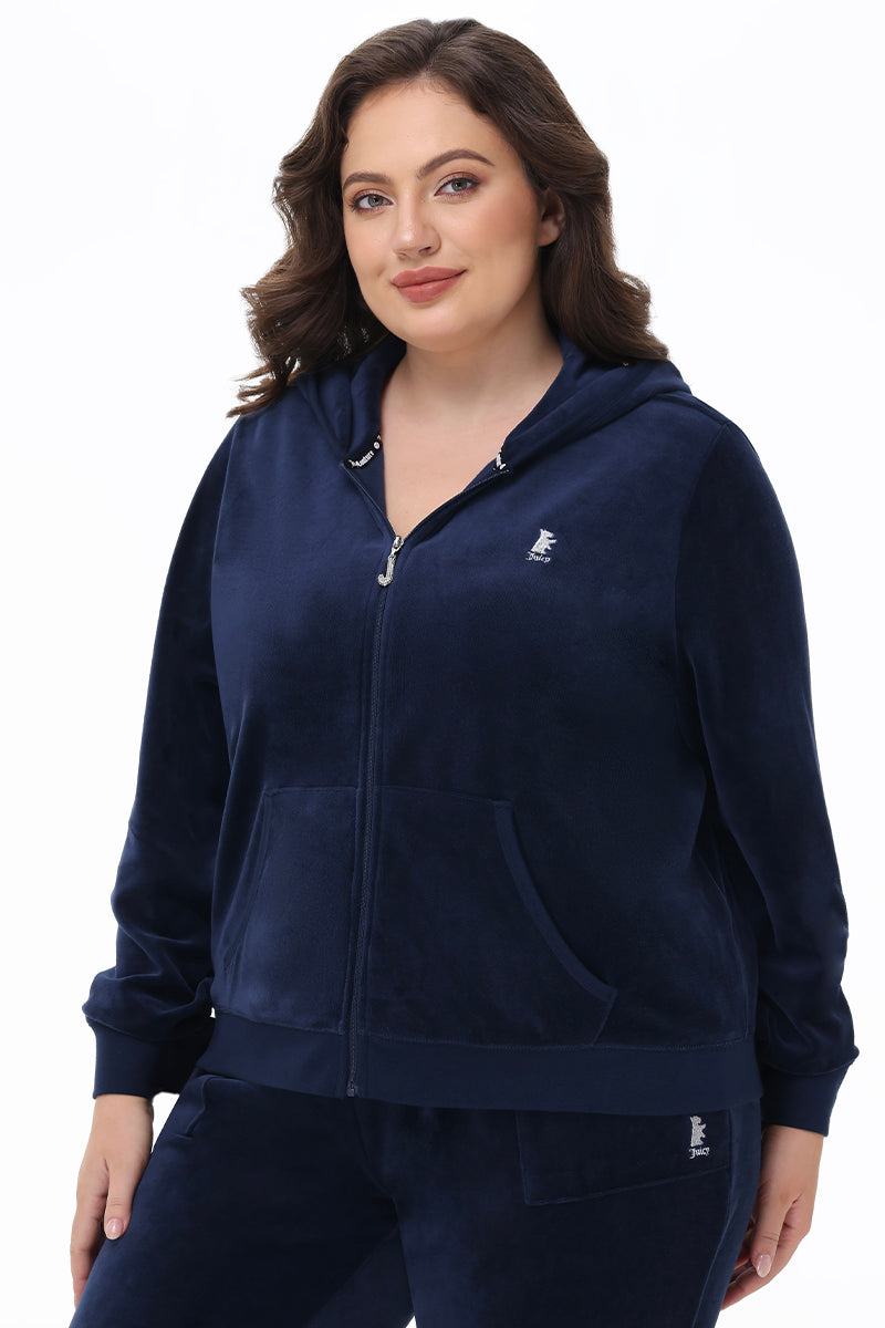 Plus-Size Scottie Cotton Velour Hoodie - Juicy Couture