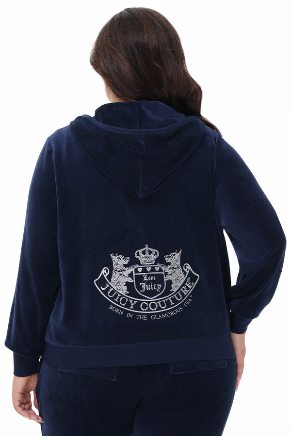 Plus-Size Scottie Cotton Velour Hoodie - Juicy Couture