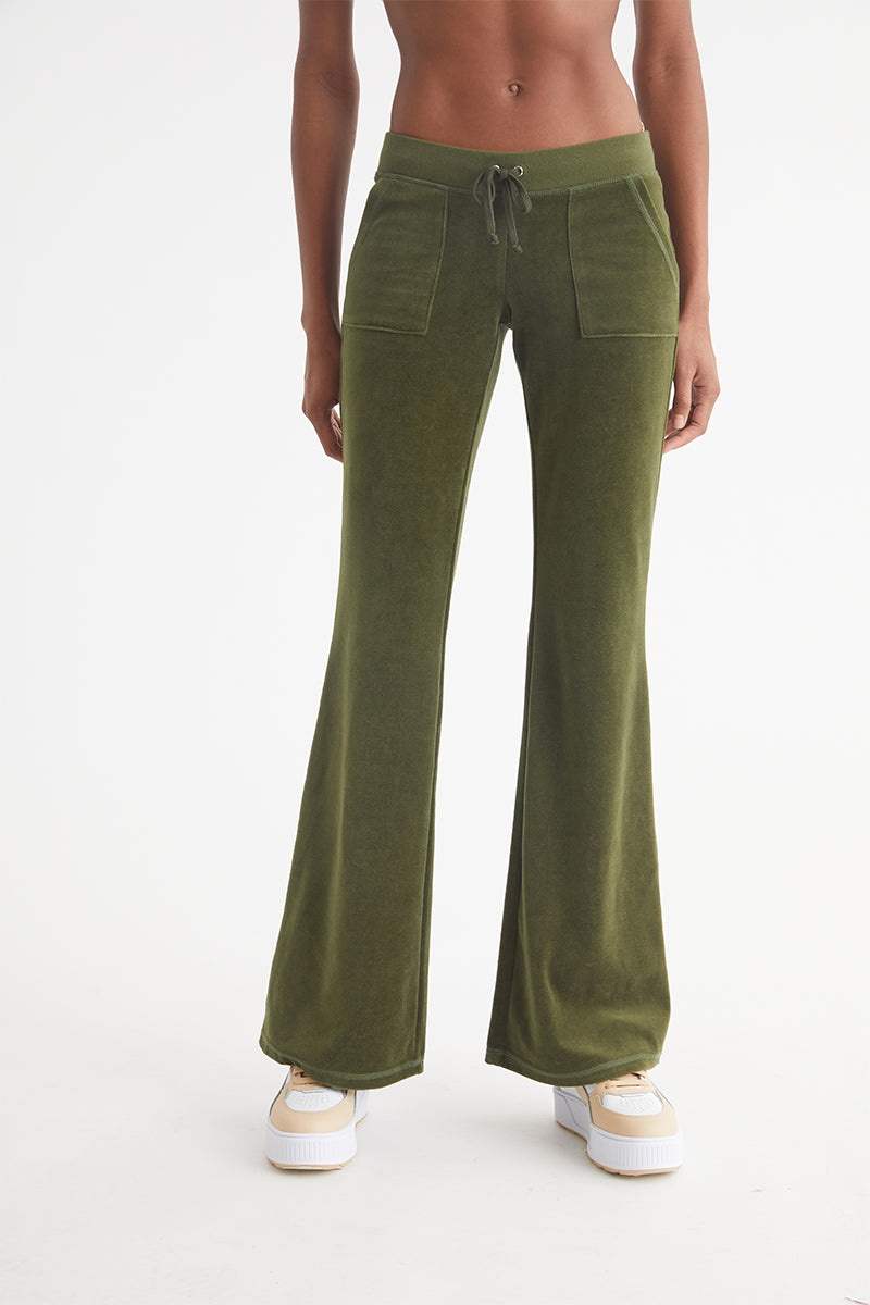 Hollywood Snap Pocket Cotton Velour Track Pants - Juicy Couture