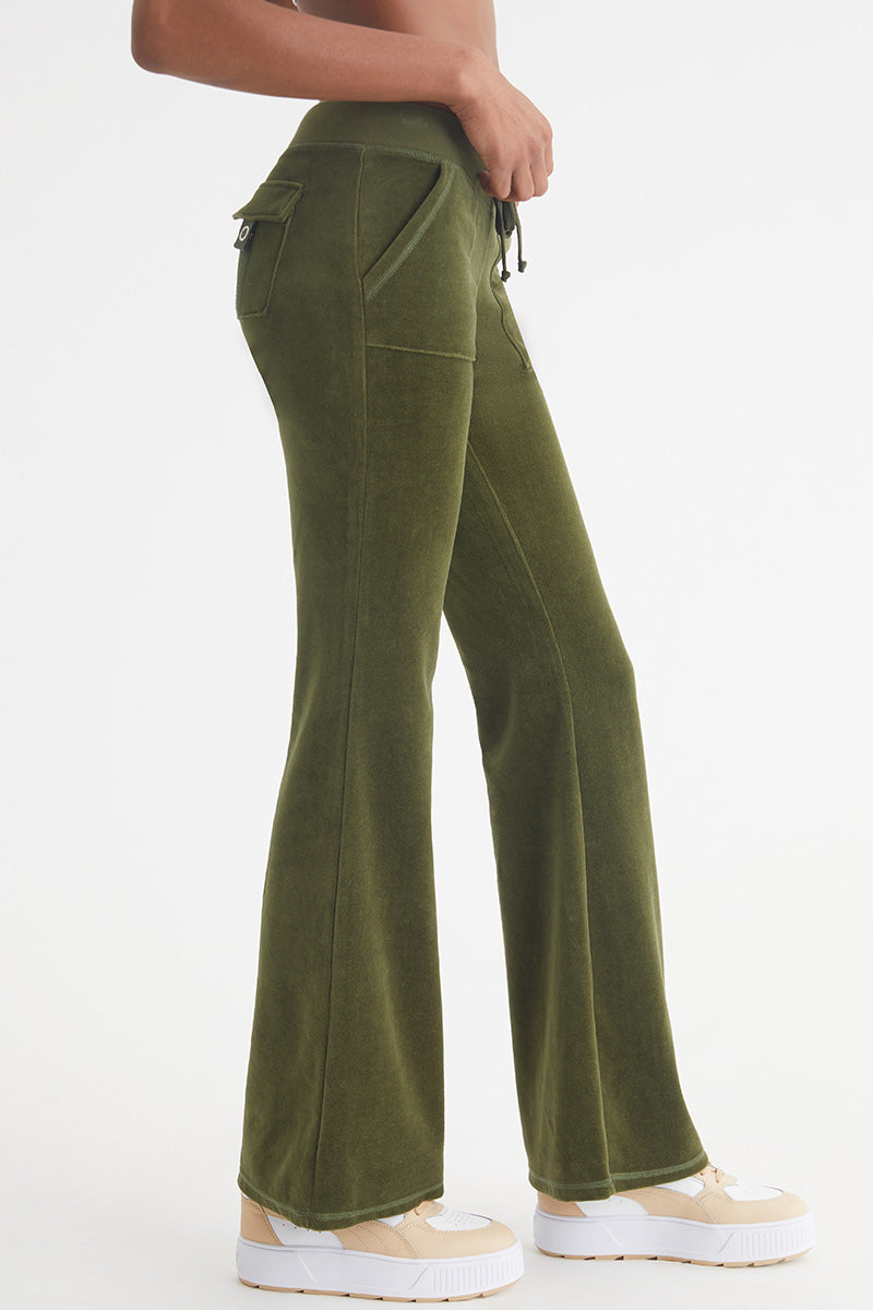 Hollywood Snap Pocket Cotton Velour Track Pants - Juicy Couture
