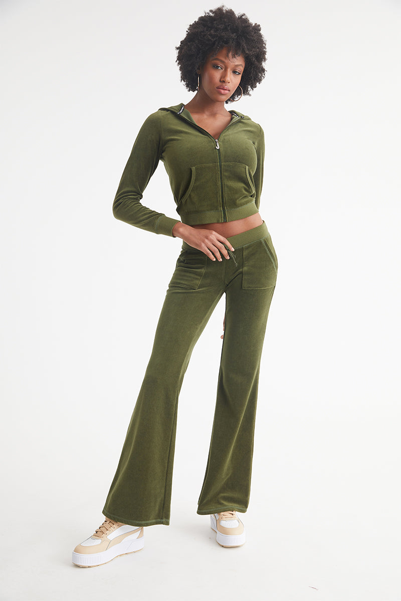 Hollywood Snap Pocket Cotton Velour Track Pants - Juicy Couture
