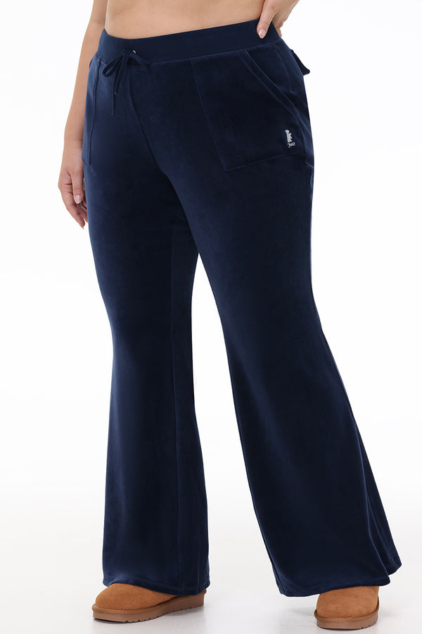 Plus-Size Hollywood Scottie Snap Pocket Cotton Velour Track Pants - Juicy Couture