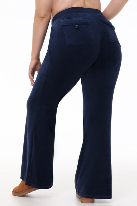 Plus-Size Hollywood Scottie Snap Pocket Cotton Velour Track Pants