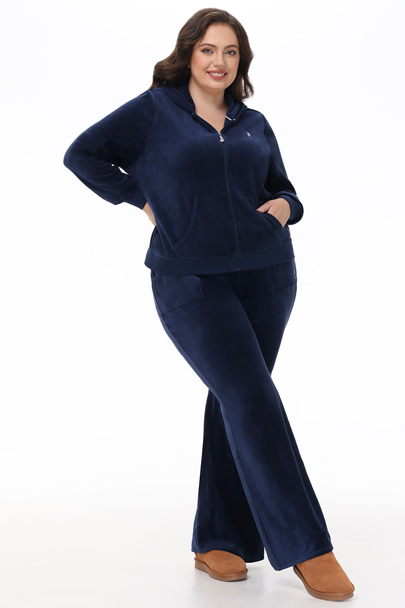 Plus-Size Hollywood Scottie Snap Pocket Cotton Velour Track Pants - Juicy Couture