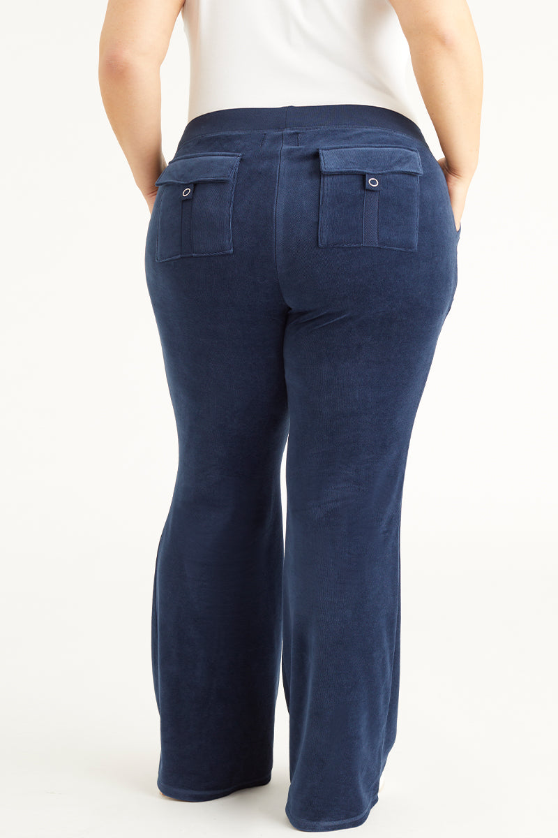 Plus-Size Hollywood Scottie Snap Pocket Cotton Velour Track Pants - Juicy Couture