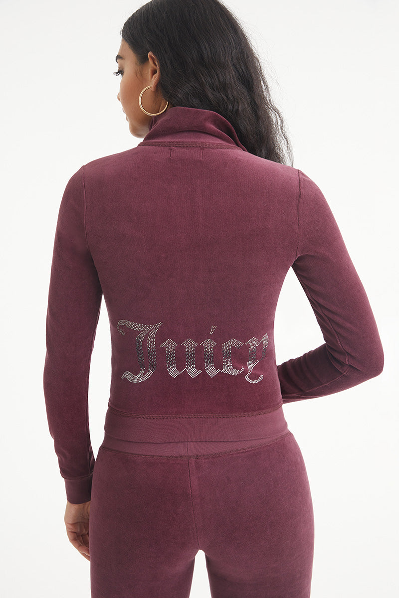 Ombre Bling Cotton Velour Mockneck Track Jacket - Juicy Couture