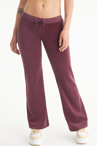 Malibu Crown Logo Cotton Velour Track Pants - Juicy Couture