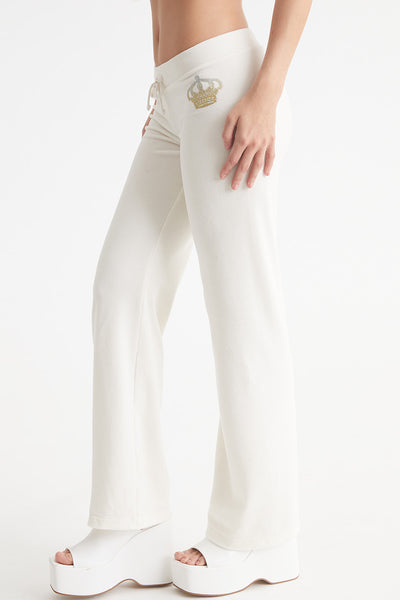 Malibu Crown Logo Cotton Velour Track Pants - Juicy Couture