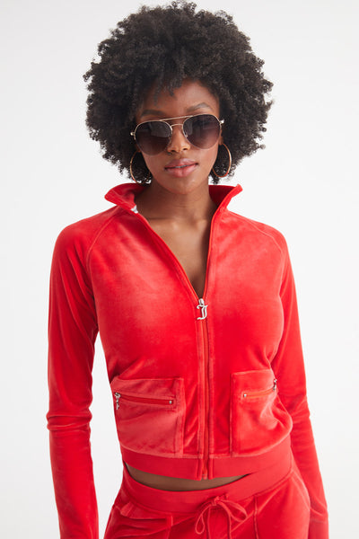 Mockneck Velour Cargo Track Jacket - Juicy Couture