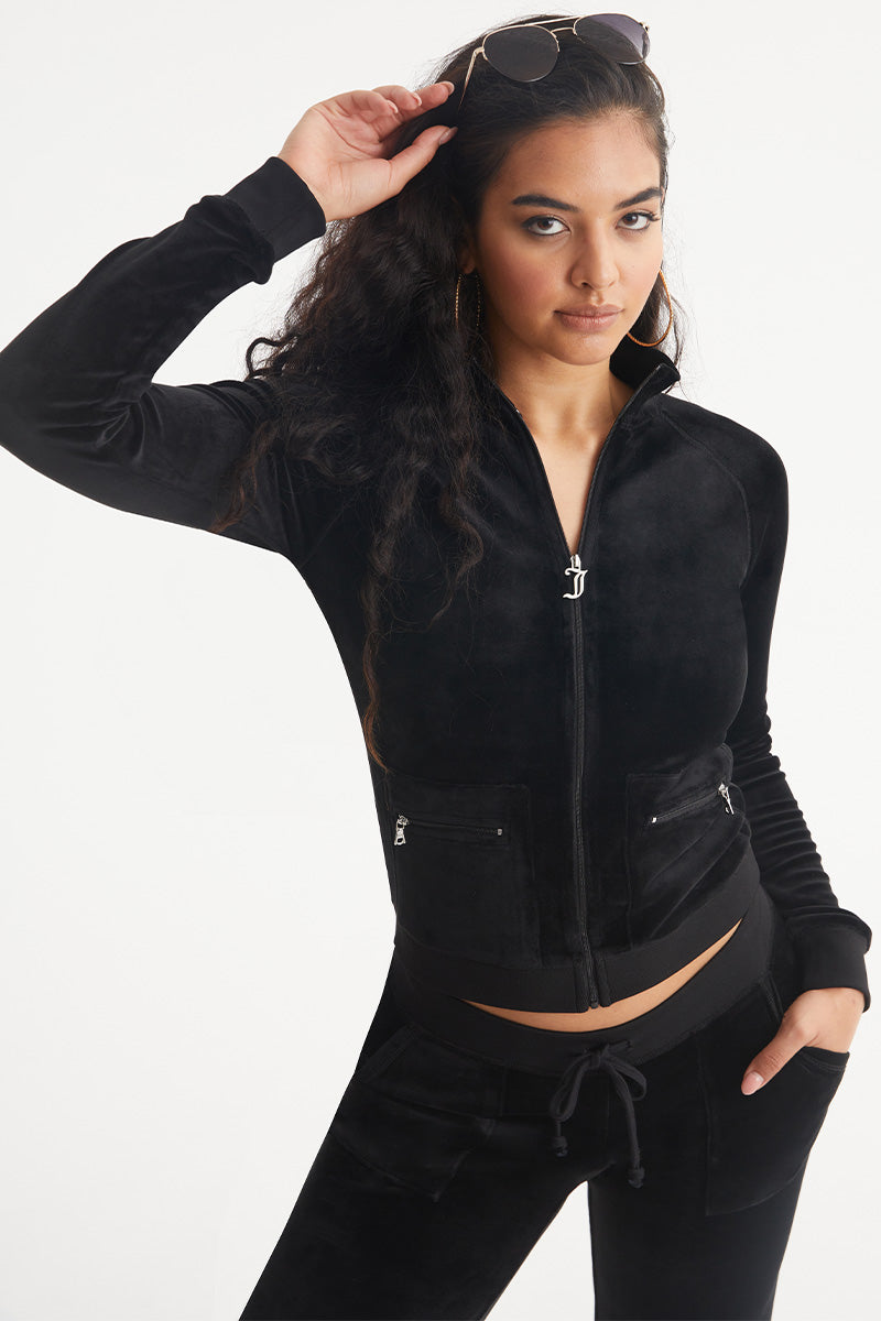 Mockneck Velour Cargo Track Jacket - Juicy Couture