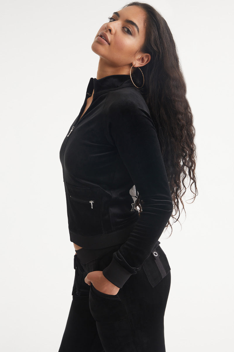 Mockneck Velour Cargo Track Jacket - Juicy Couture