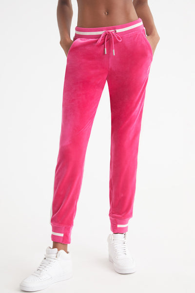 Contrast Rib Velour Joggers - Juicy Couture