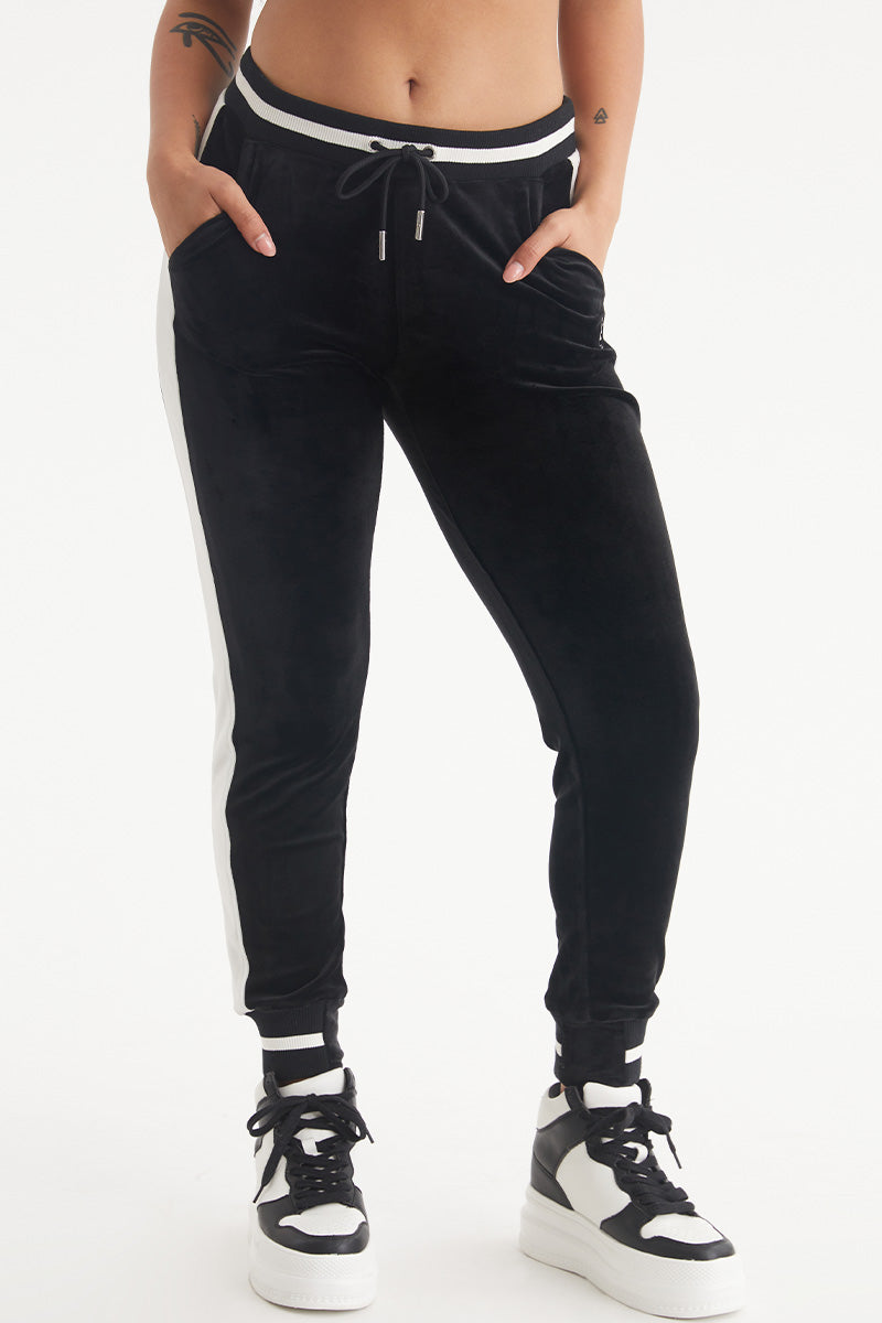 Contrast Rib Velour Joggers - Juicy Couture