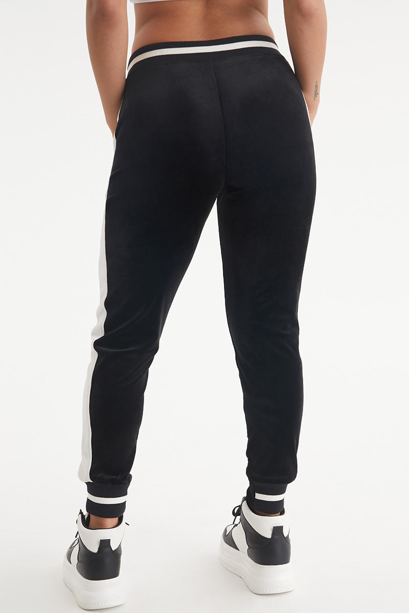 Contrast Rib Velour Joggers - Juicy Couture