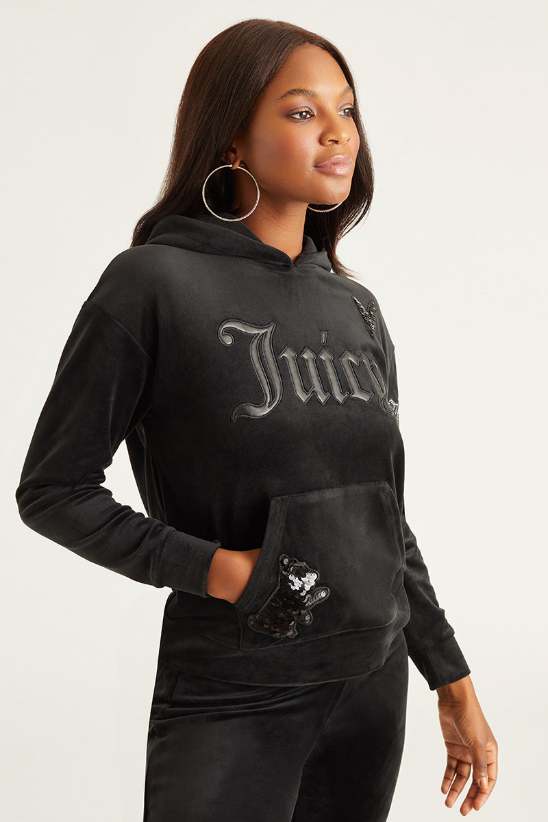 Juicy couture shop black velour hoodie