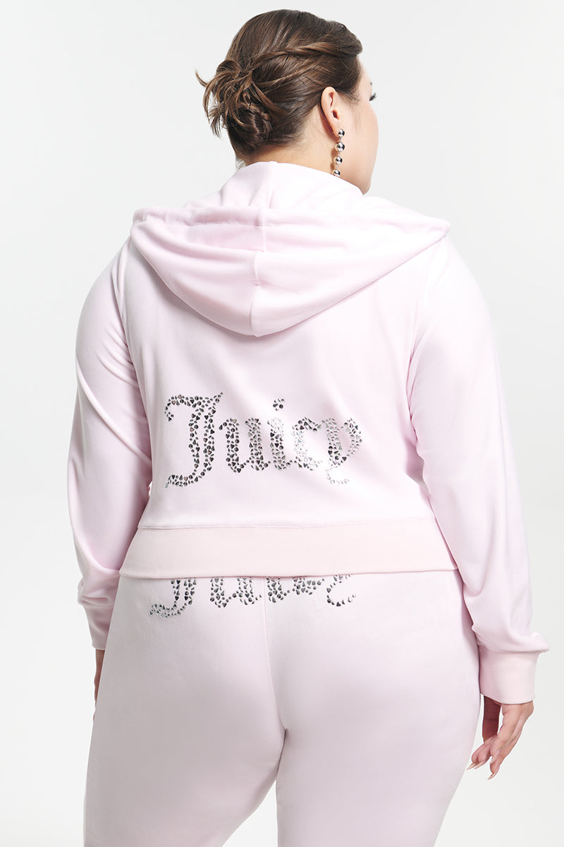 Plus-Size Mixed Jewels Velour Hoodie - Juicy Couture