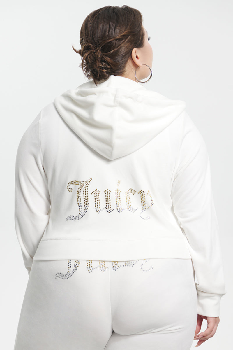 Plus-Size Ombre Big Bling Velour Hoodie - Juicy Couture