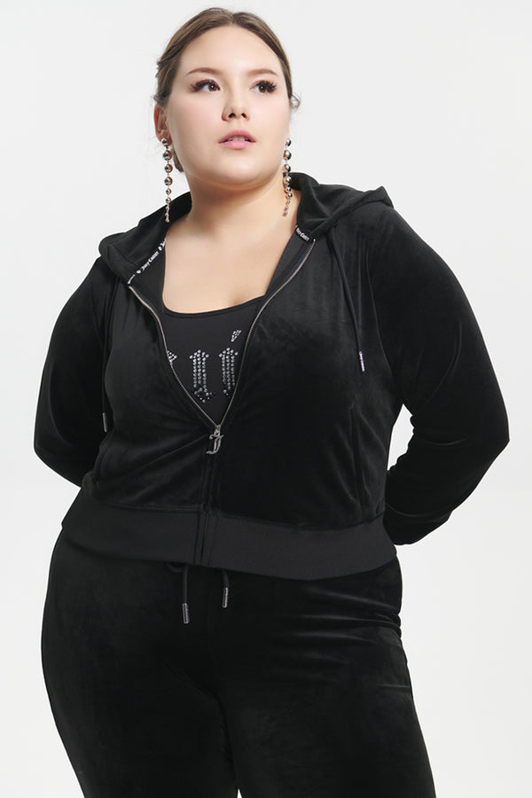 Plus-Size Ombre Big Bling Velour Hoodie - Juicy Couture