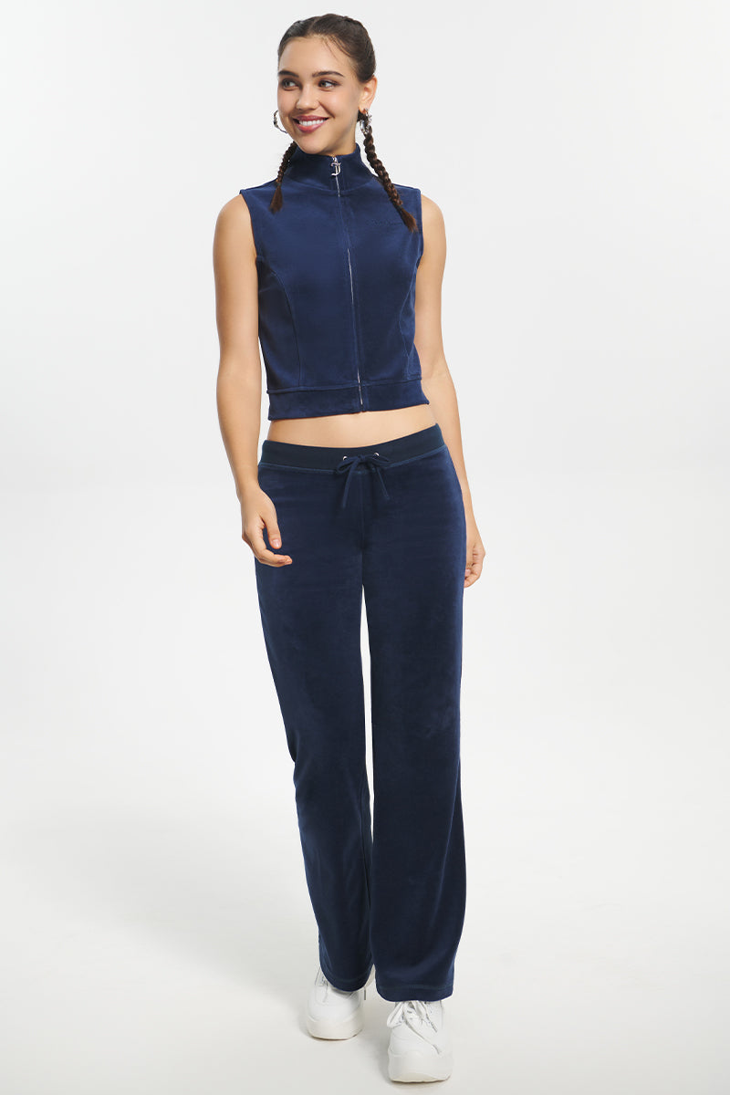 Mockneck Cotton Velour Zip-Up Vest