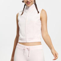 Mockneck Cotton Velour Zip-Up Vest - Juicy Couture