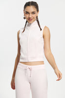 Mockneck Cotton Velour Zip-Up Vest - Juicy Couture