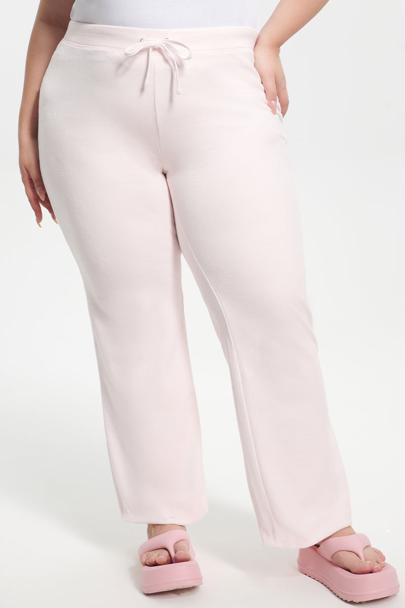 Plus-Size Classic Cotton Velour Track Pants - Soft Glow - Juicy Couture