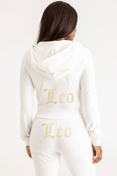 Leo Big Bling Velour Hoodie