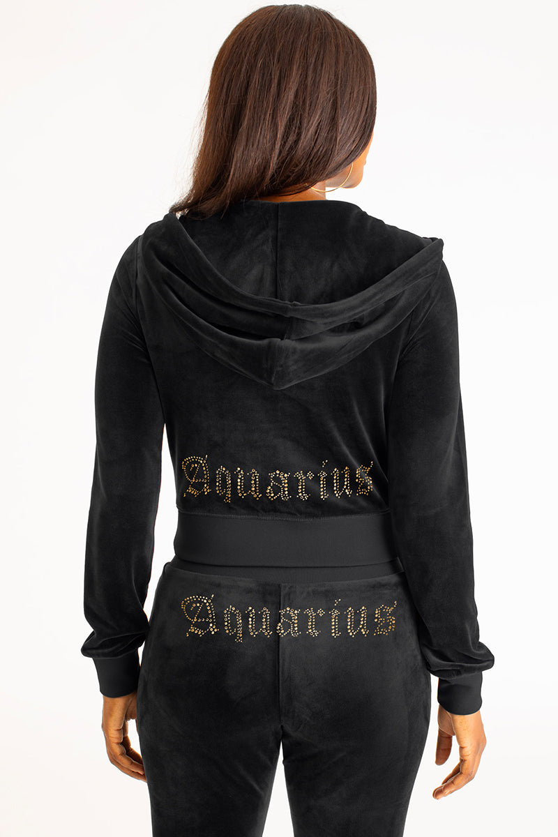 Aquarius Big Bling Velour Hoodie