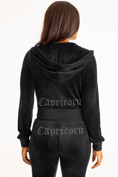Capricorn Customizable Big Bling Velour Hoodie