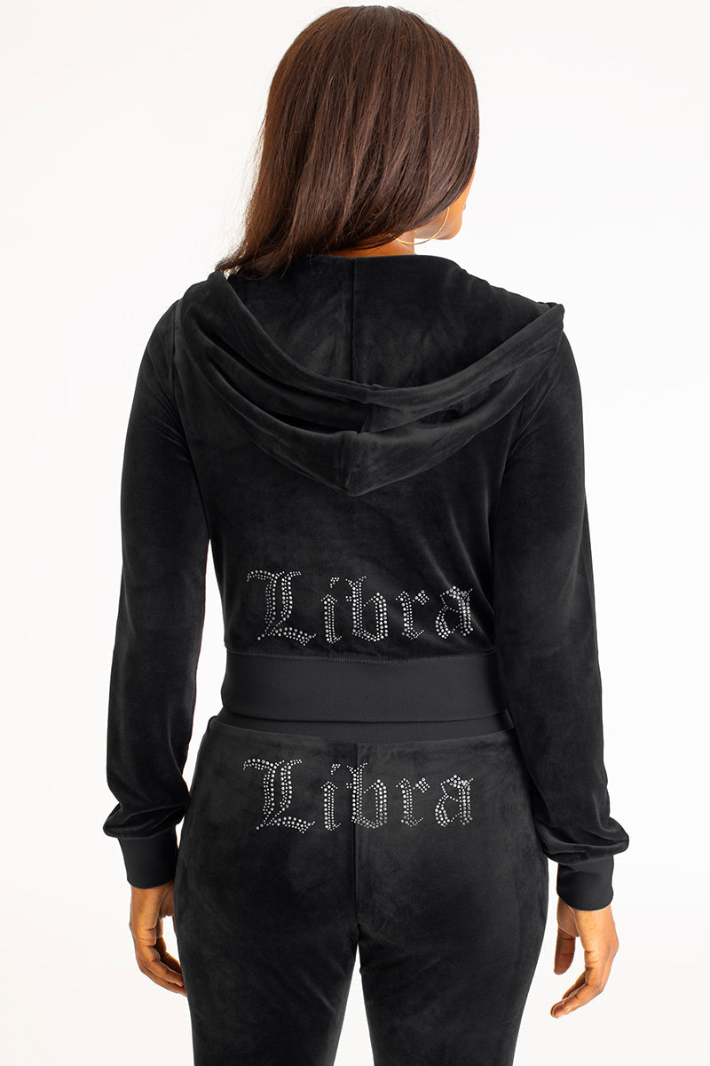 Libra Customizable Big Bling Velour Hoodie