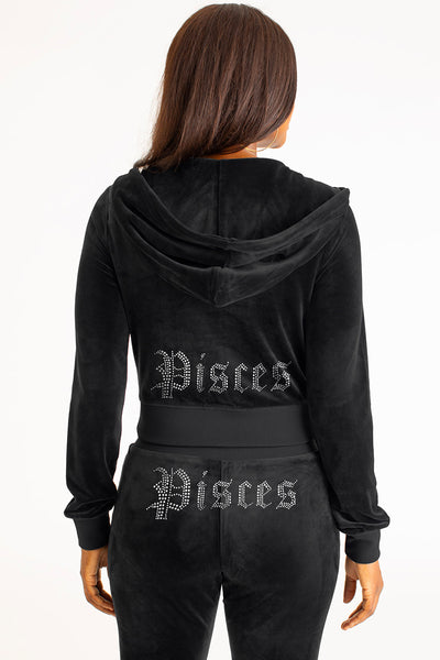 Pisces Customizable Big Bling Velour Hoodie - Juicy Couture