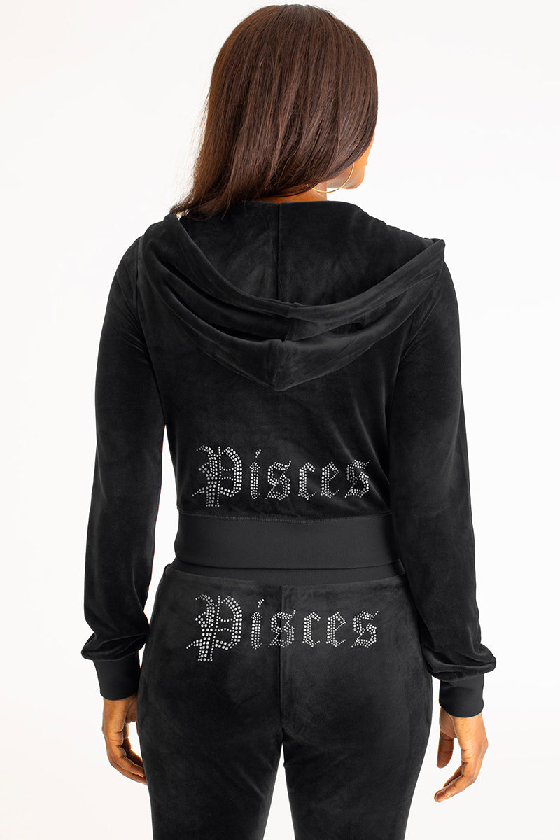 Pisces Big Bling Velour Hoodie