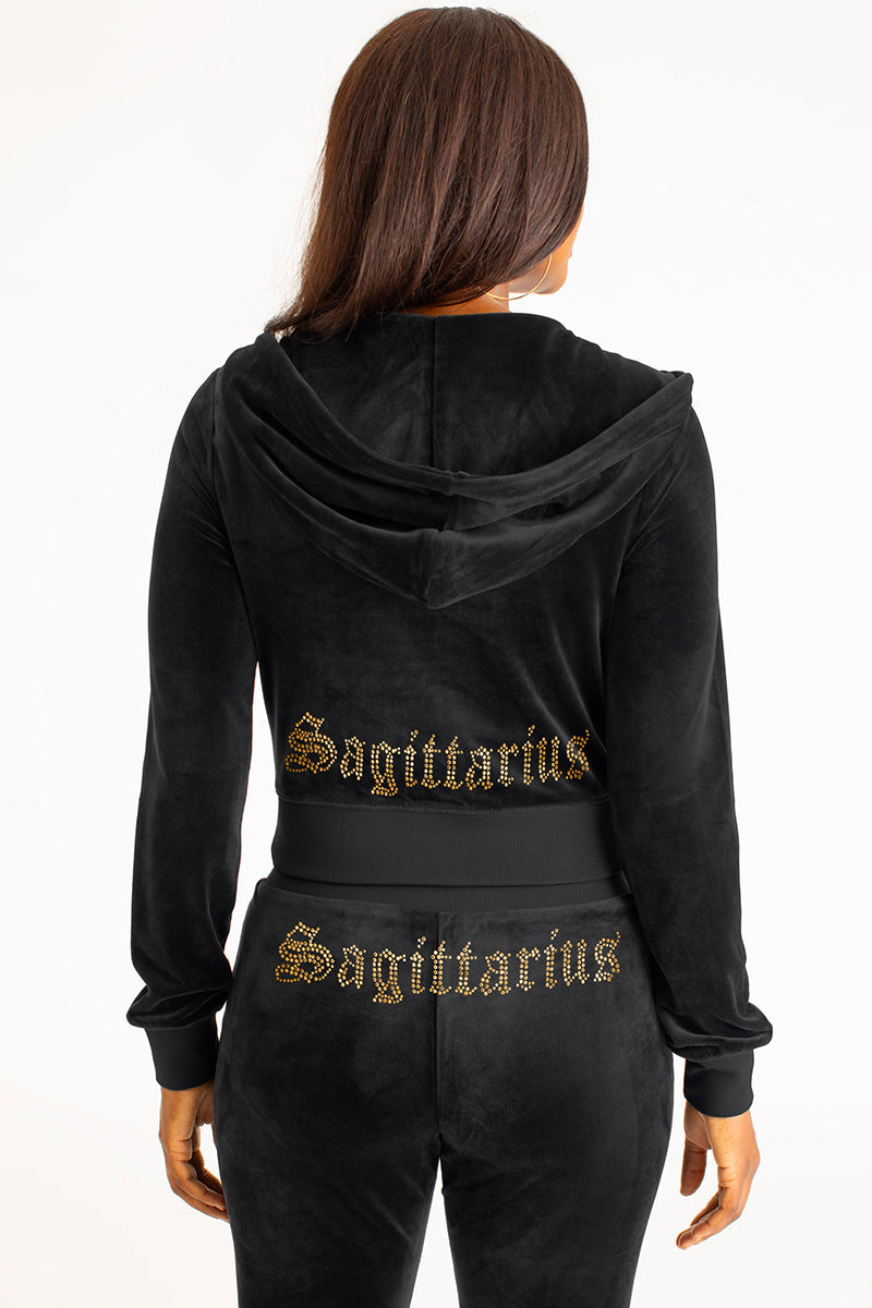 Sagittarius Customizable Big Bling Velour Hoodie