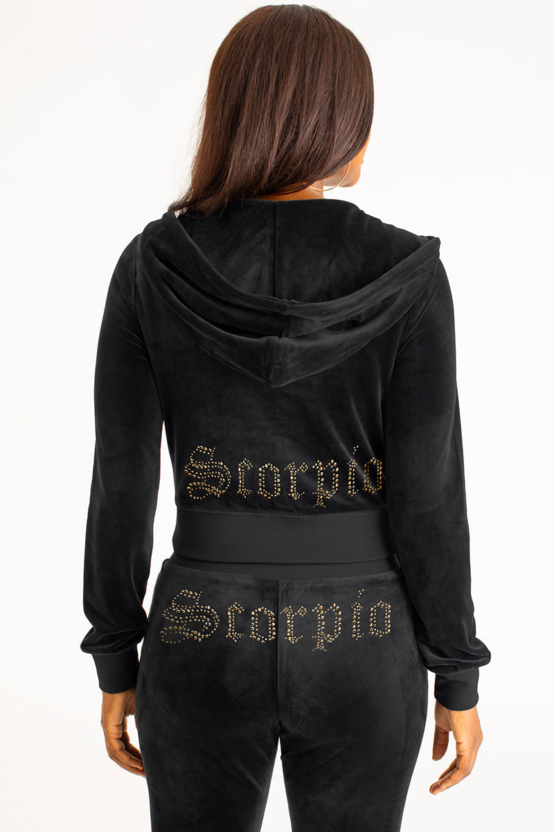 Scorpio Customizable Big Bling Velour Hoodie