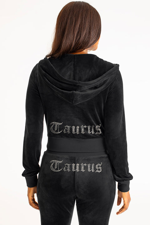 Taurus Customizable Big Bling Velour Hoodie - Juicy Couture