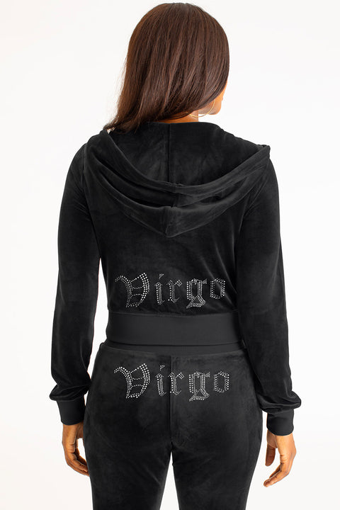 Virgo Customizable Big Bling Velour Hoodie - Juicy Couture