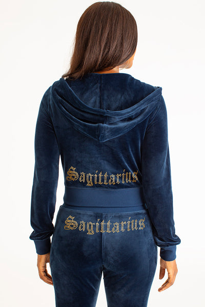 Sagittarius Customizable Big Bling Velour Hoodie