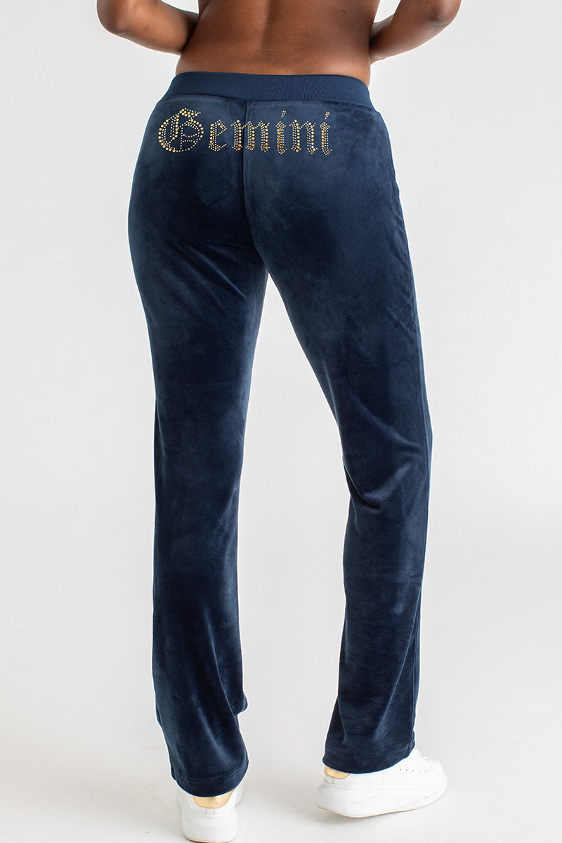 Gemini Customizable Big Bling Velour Track Pants