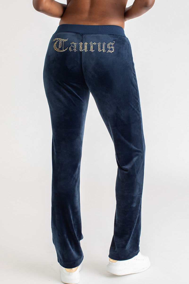 Taurus Customizable Big Bling Velour Track Pants