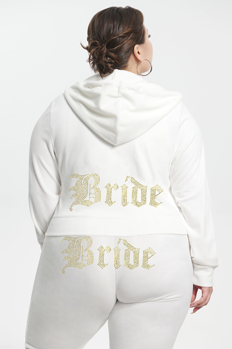 Bride Customizable Big Bling Velour Hoodie