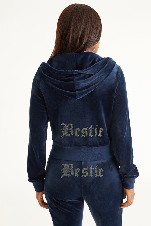 Bestie Big Bling Velour Hoodie - Juicy Couture